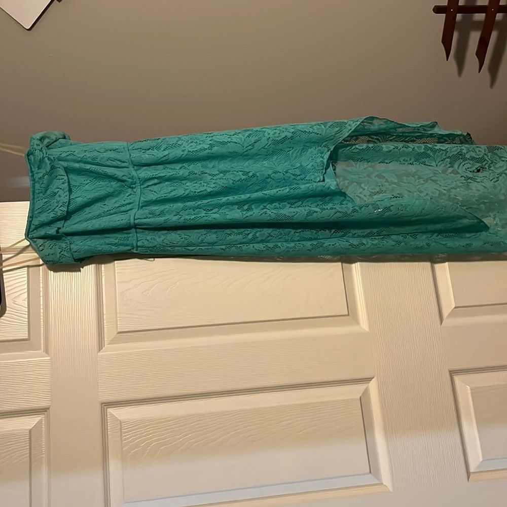 Women’s turquoise off the shoulder dress